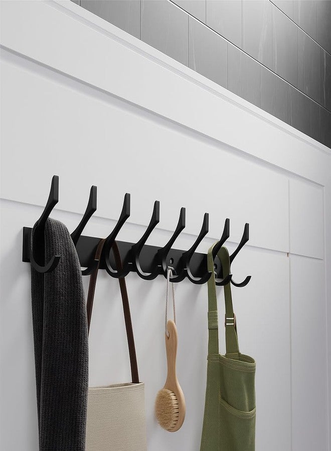 iSTAR Stainless Steel 8 Pin Bathroom Cloth Hooks Hanger Door Bathroom Robe Hooks Rail for Hanging Keys,Clothes,Towel Steel Hook (Black, Pack of 2) - Image 5